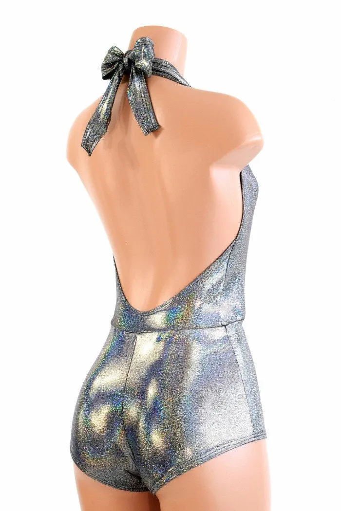 "Josie" Romper in Silver Holographic