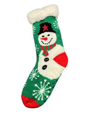 Snowman Sherpa Slipper Socks-76