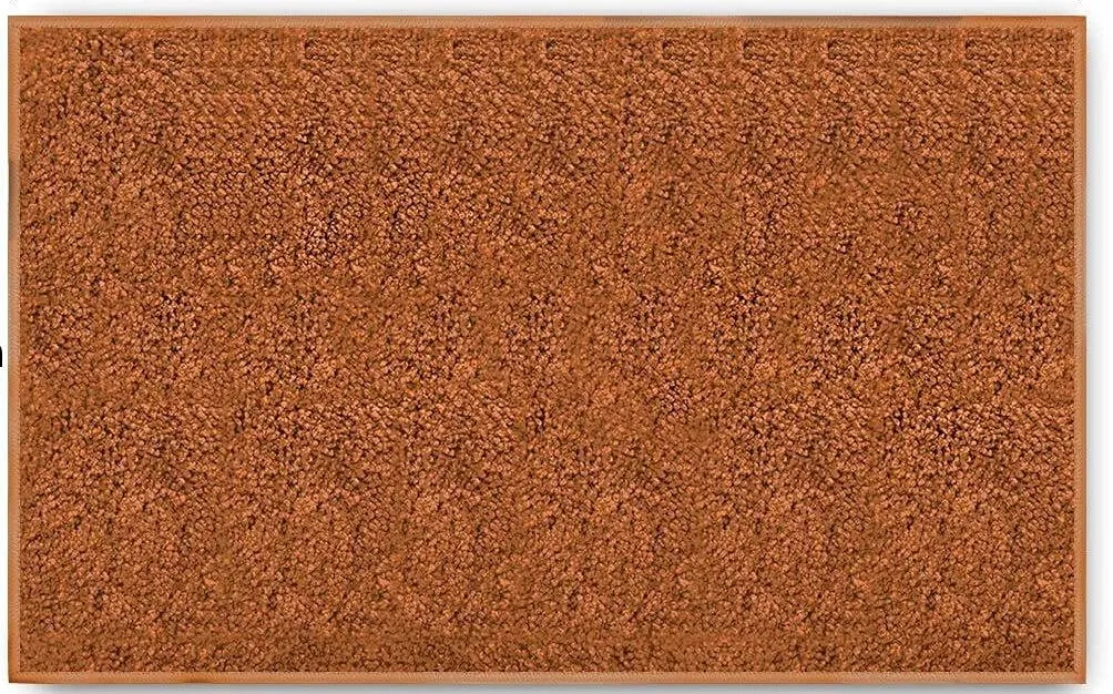 STATUS Anti-Skid Microfiber Water Absorbant/Soaking Washable Doormat for Bathroom/Entrance/Kitchen/Bedside/Door/Living-Room/Prayer Room Bath Mat (58 x 38 cm) (Set of 3 (Rust))