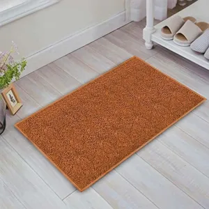 STATUS Anti-Skid Microfiber Water Absorbant/Soaking Washable Doormat for Bathroom/Entrance/Kitchen/Bedside/Door/Living-Room/Prayer Room Bath Mat (58 x 38 cm) (Set of 3 (Rust))