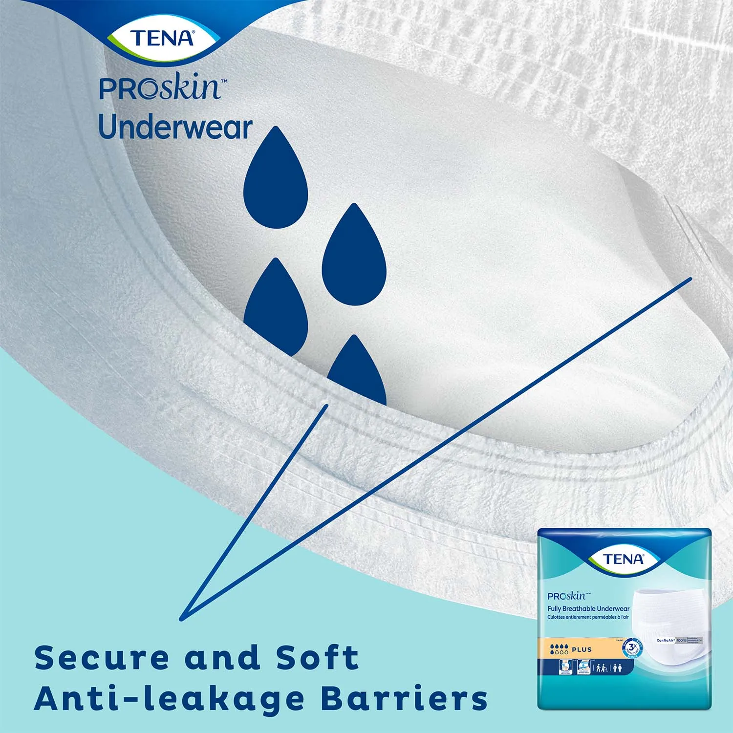 TENA Plus Protective Incontinence Underwear 34"- 44", Moderate Absorbency, Unisex, Medium, 20 Count