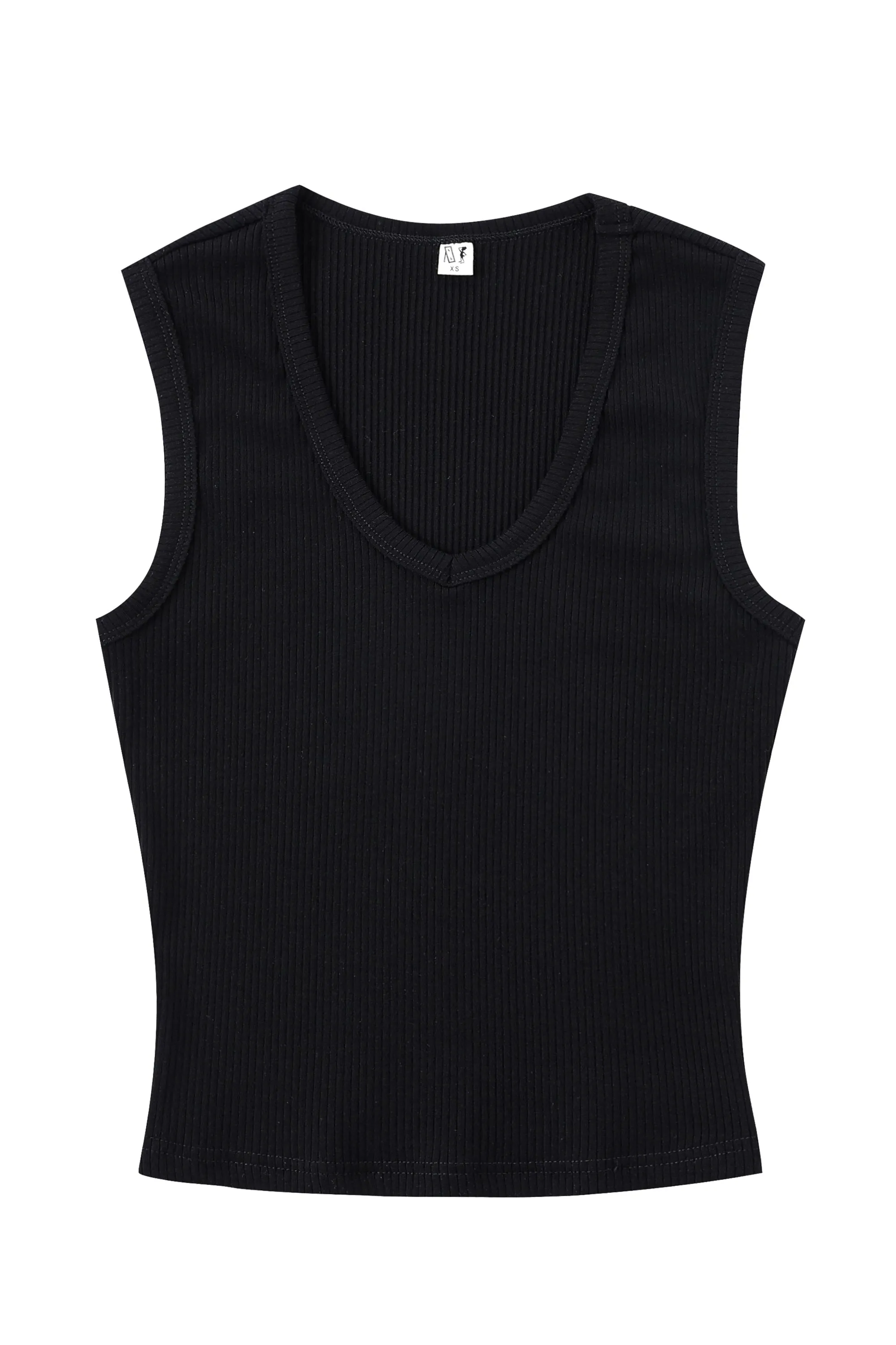 Tencel Rib V-Neck Tank Black