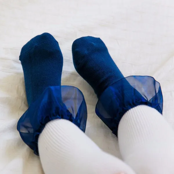 Tulle Dress Ankle Socks (Navy/White/Pink)