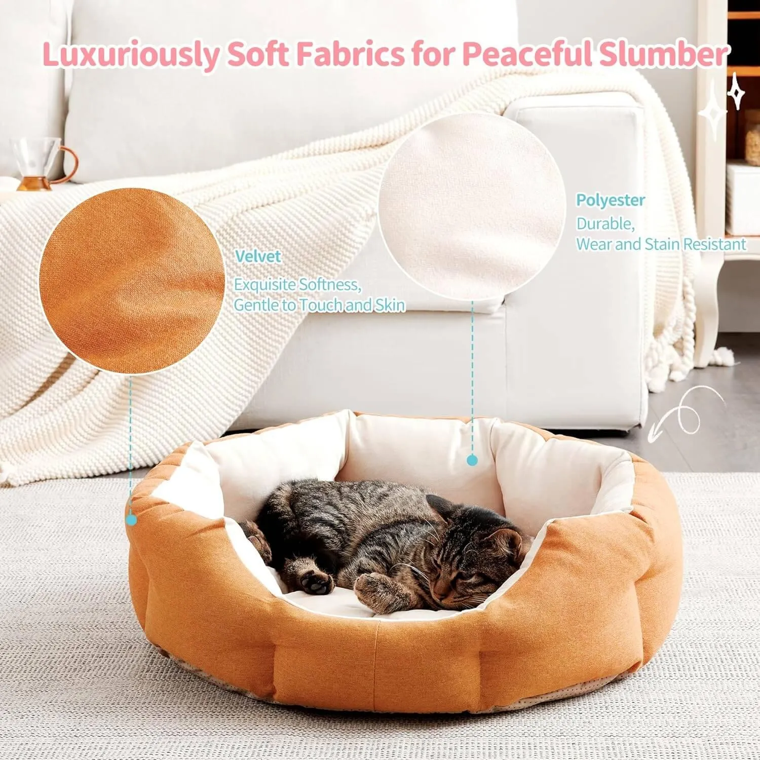 Washable Dog & Cat Bed with Anti-Slip Bottom