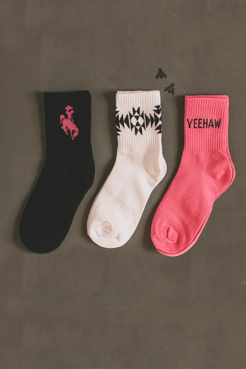 Western Crew Socks - 3 Pair Pack