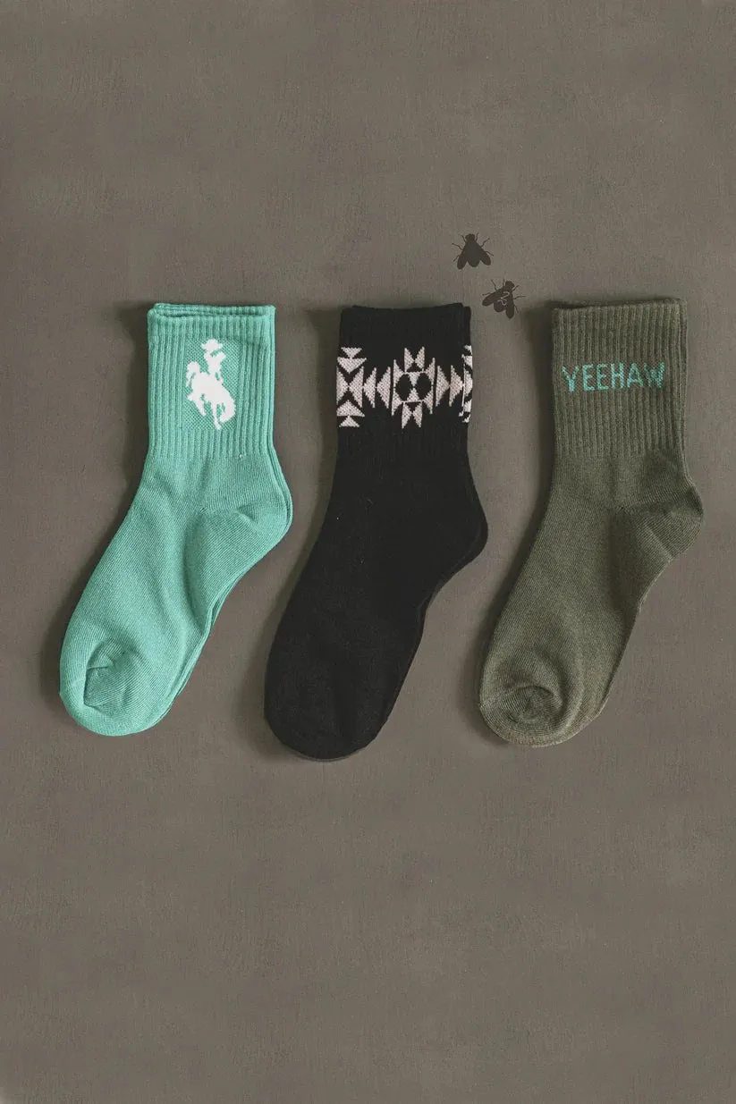 Western Crew Socks - 3 Pair Pack