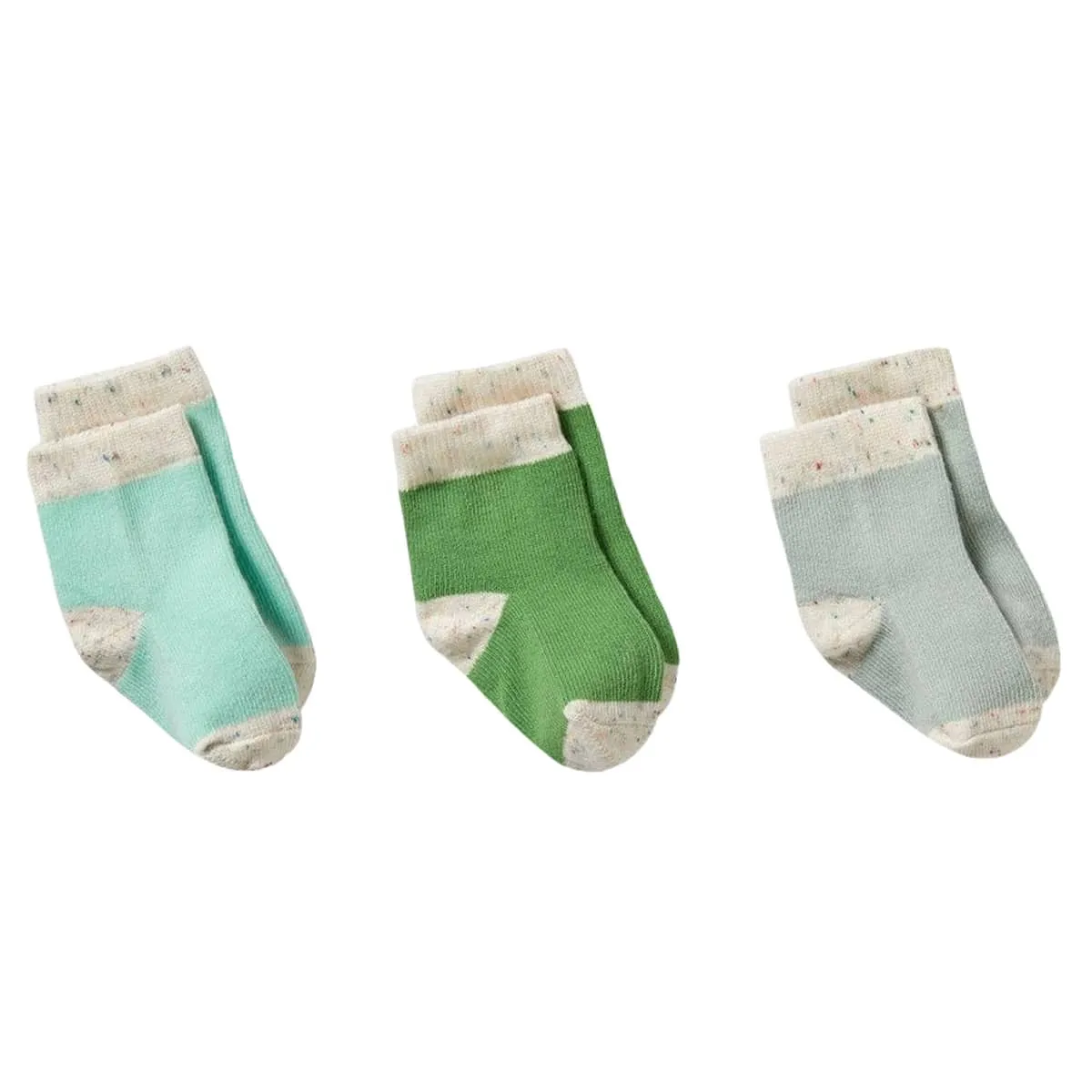 Wilson & Frenchy Organic Three Pack Baby Socks - Mint Green, Cactus, Smoke Blue