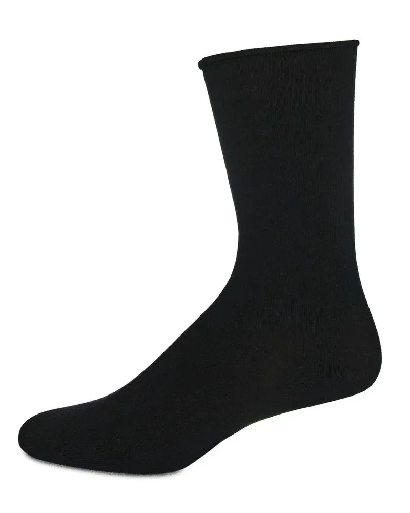 Women's Bamboo Roll Cuff, Non-Binding Crew Socks (Asst. Colors)