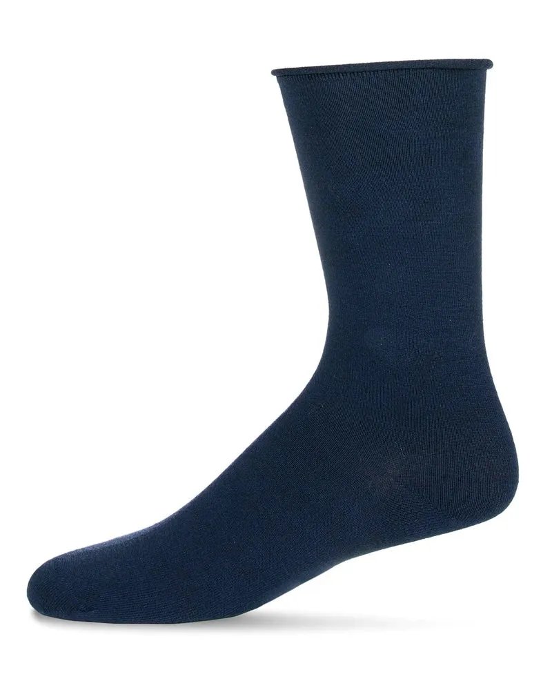 Women's Bamboo Roll Cuff, Non-Binding Crew Socks (Asst. Colors)