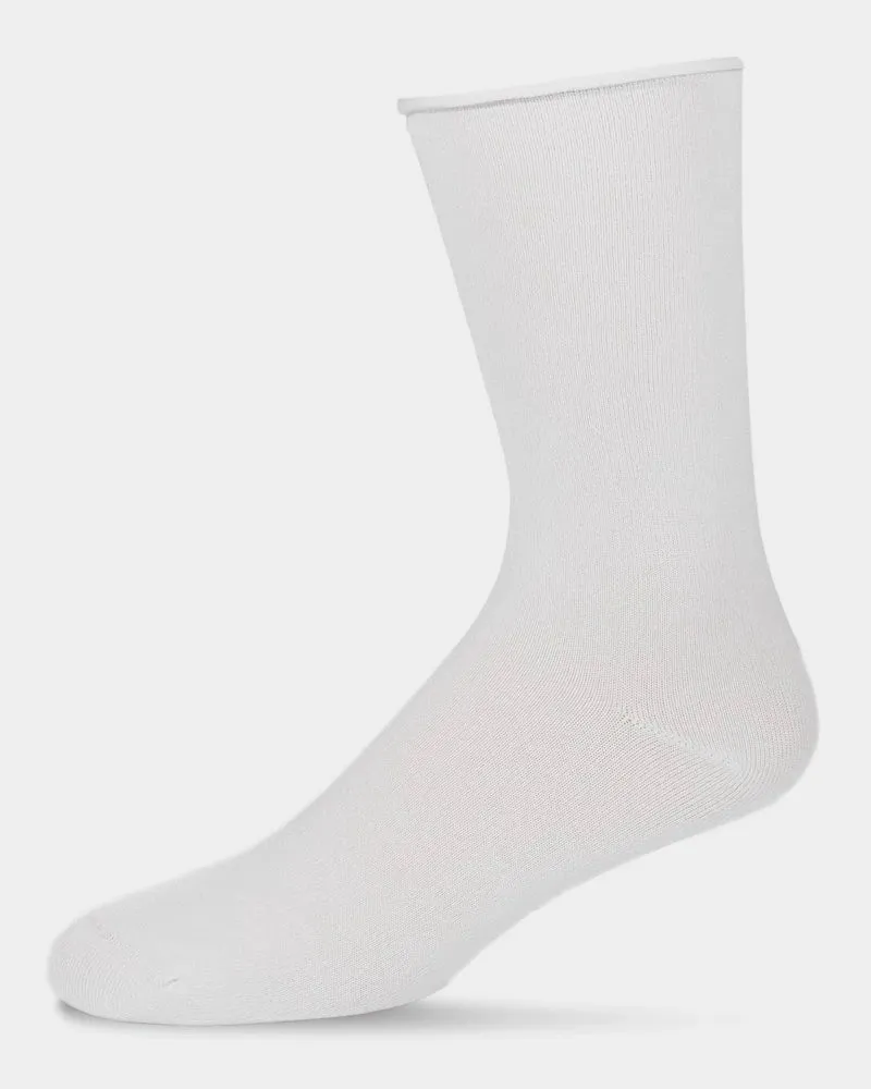 Women's Bamboo Roll Cuff, Non-Binding Crew Socks (Asst. Colors)