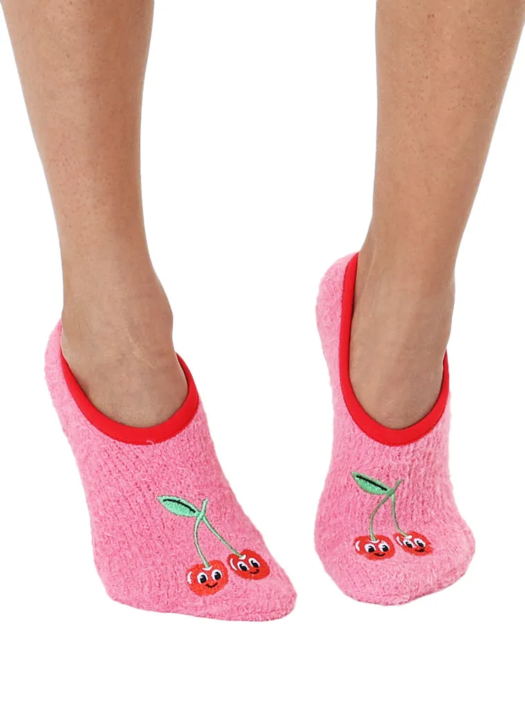 Women's Fuzzy Cherry Slipper Sock