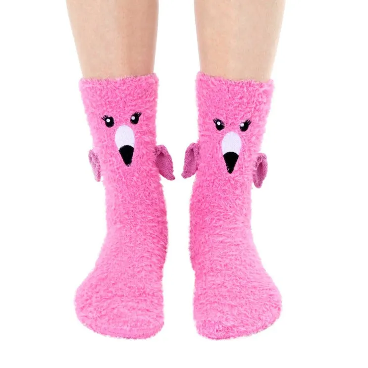 Women's Fuzzy Flamingo Socks