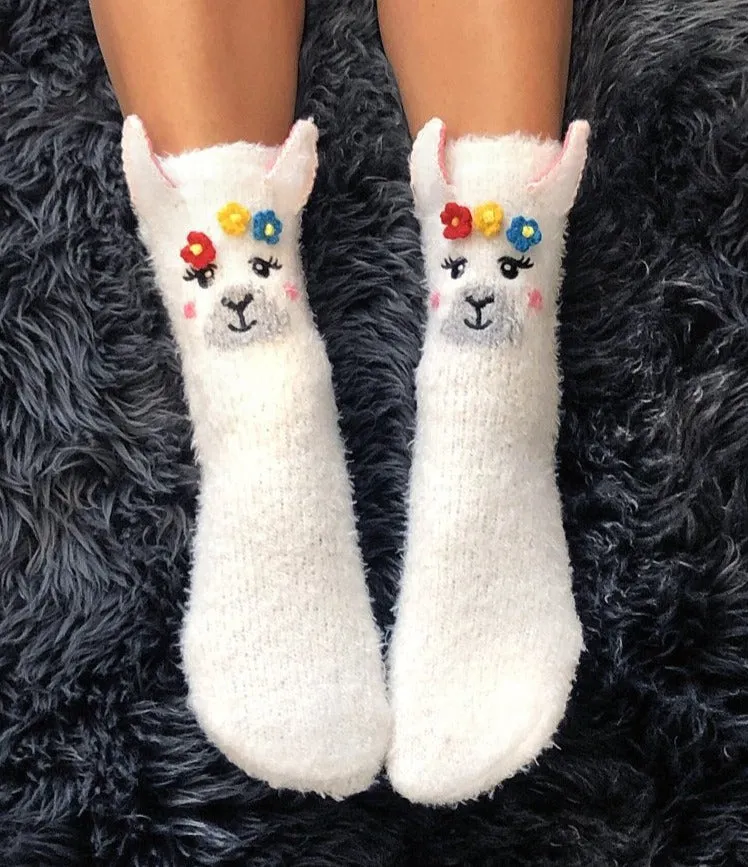 Women's Fuzzy Llama Sock