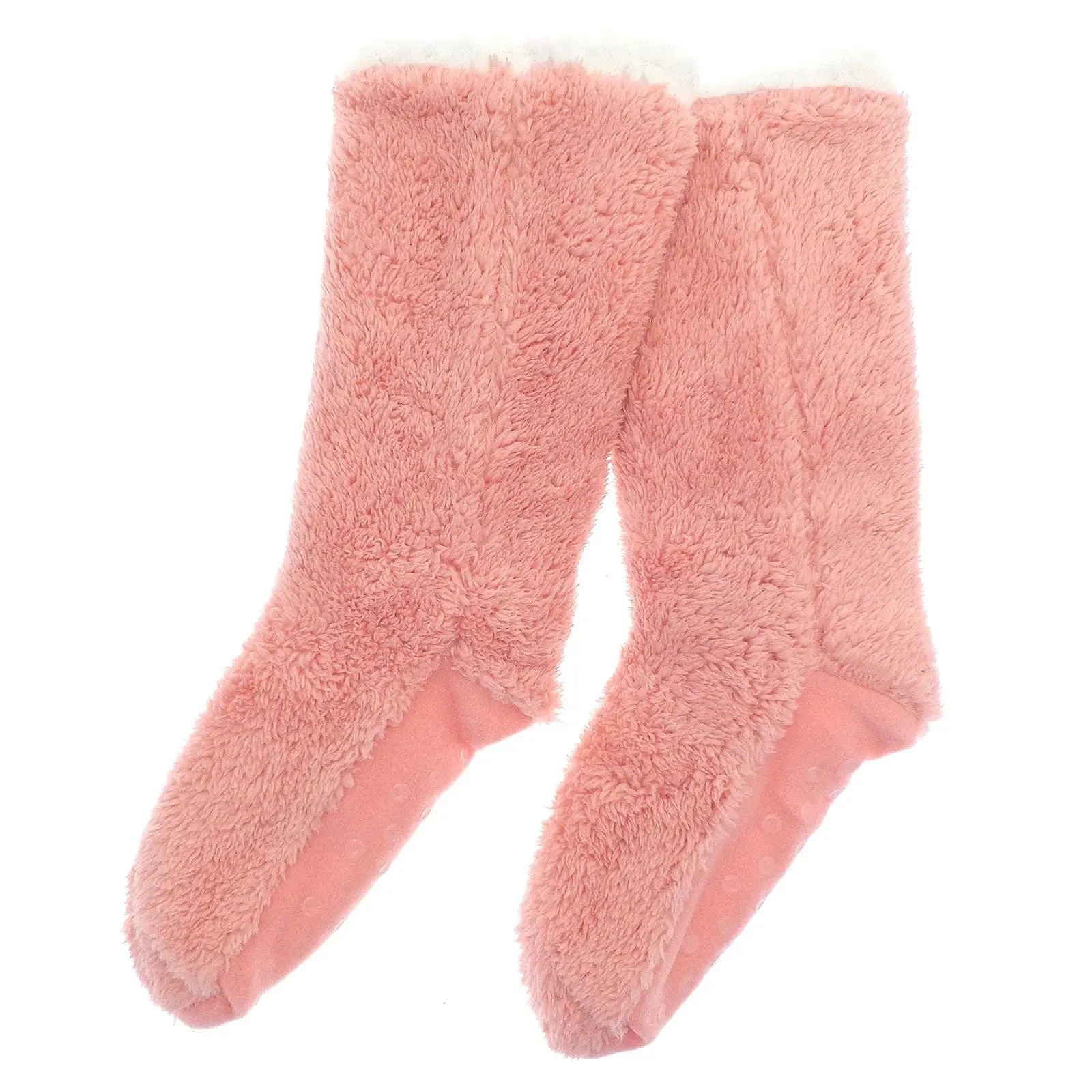 Womens Slipper Socks With Grips Teddy Fleece Sherpa Lining